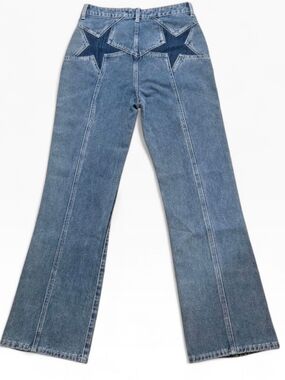 Blue Velvet Star Patch Flare Jeans NWT Small Western Y2K Boho Denim